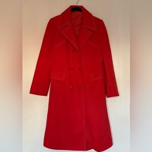 Red Double-Breasted Trench Coat
